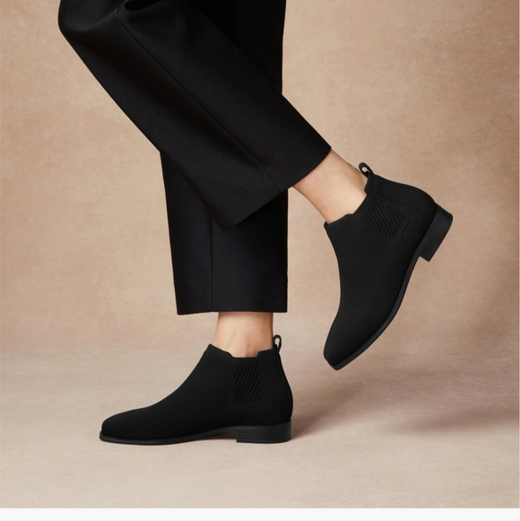 Shoes - Vivaia Water-Resistant Black Knit Boots